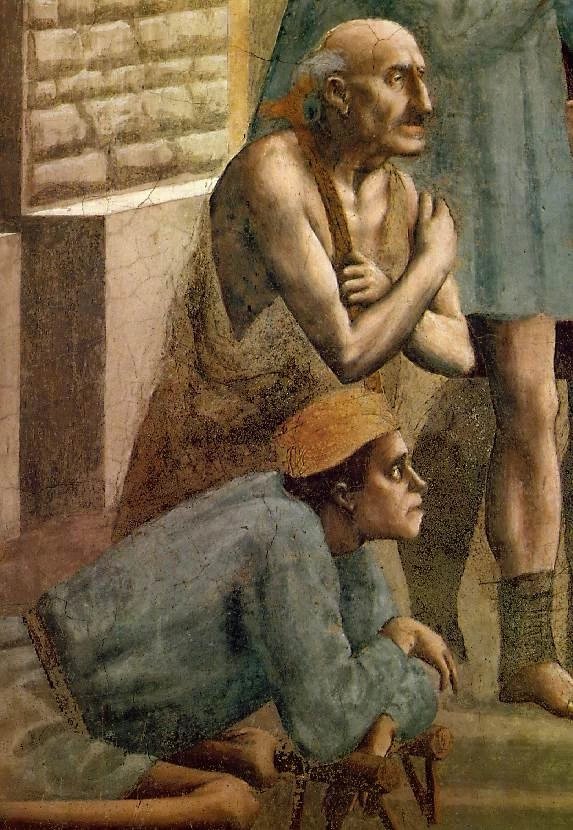 Cappella Brancacci - San Pietro che guarisce i malati con la sua ombra, Santa Maria del Carmine, Firenze, dettaglio